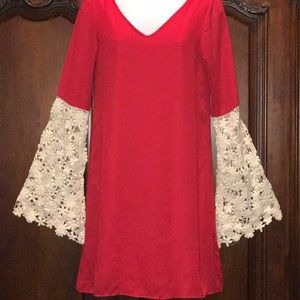 NWT Altar’d State Red cherry off white dress